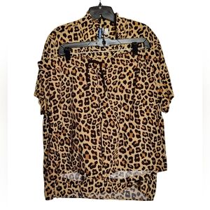 H&M Leopard Print Shirt and Shorts Set